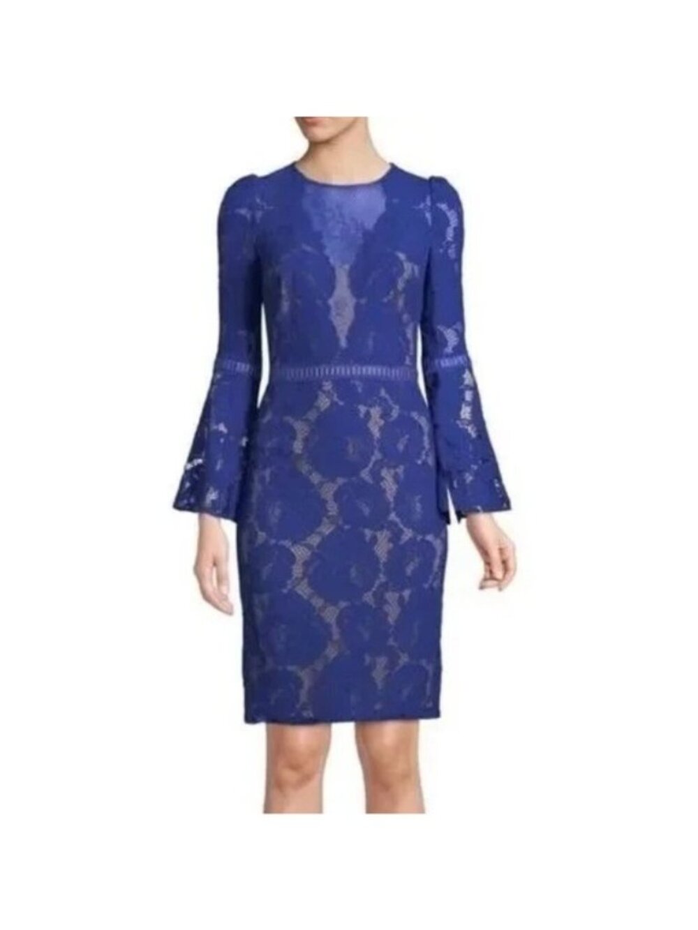 Tadashi Shoji Royal Blue Lace Bell Sleeve Dress